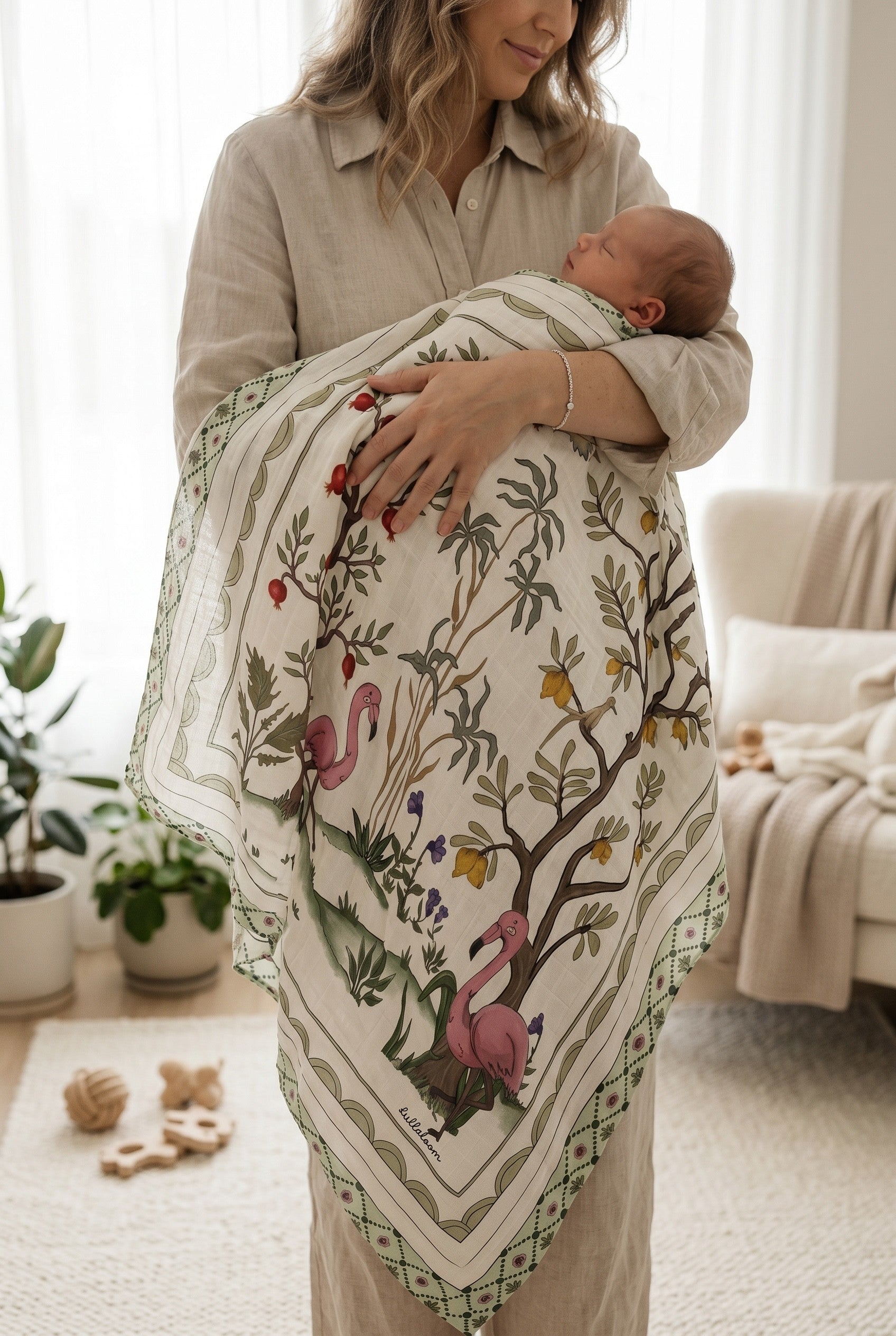 [PREMIUM] Flamingo (Swaddle/Nursing Cover/Blanket)